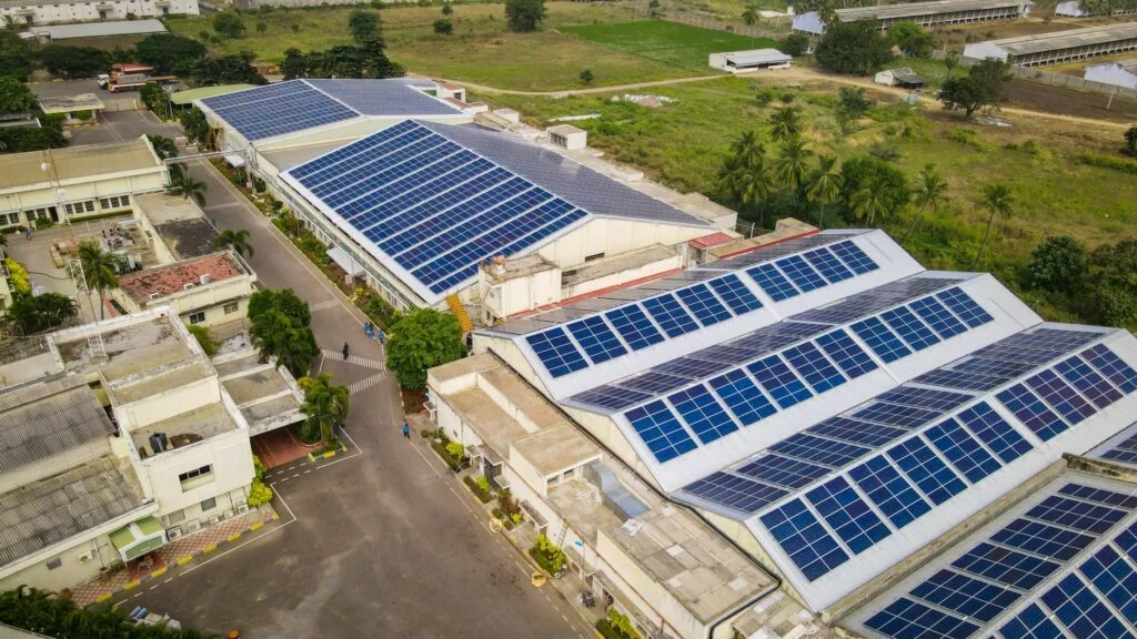 Solar panels on a commercial building