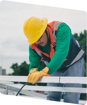 Installer working on a solar mounting system